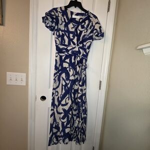 Honeycomb Blue and White Women's Dress